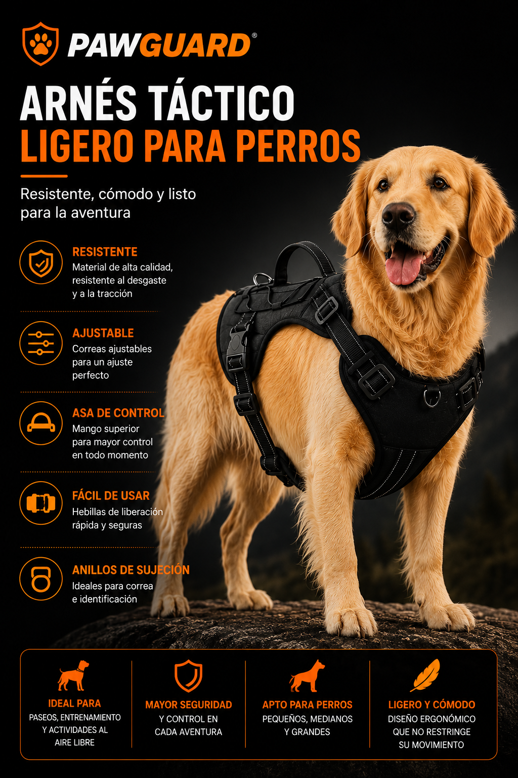 Arnés PawGuard Pro+ Correa Reflectante