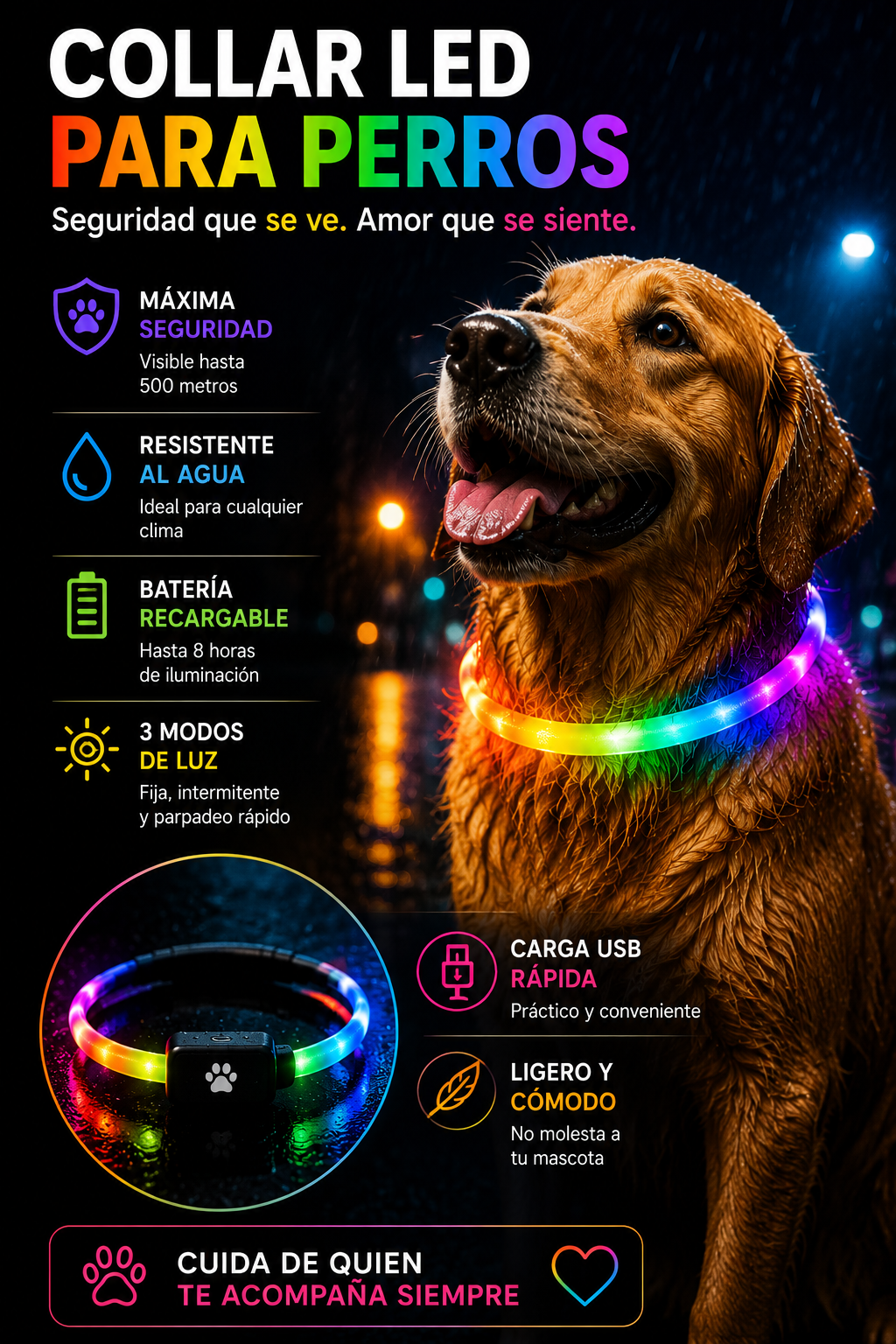 Collar LED PawGuard - Seguridad Nocturna